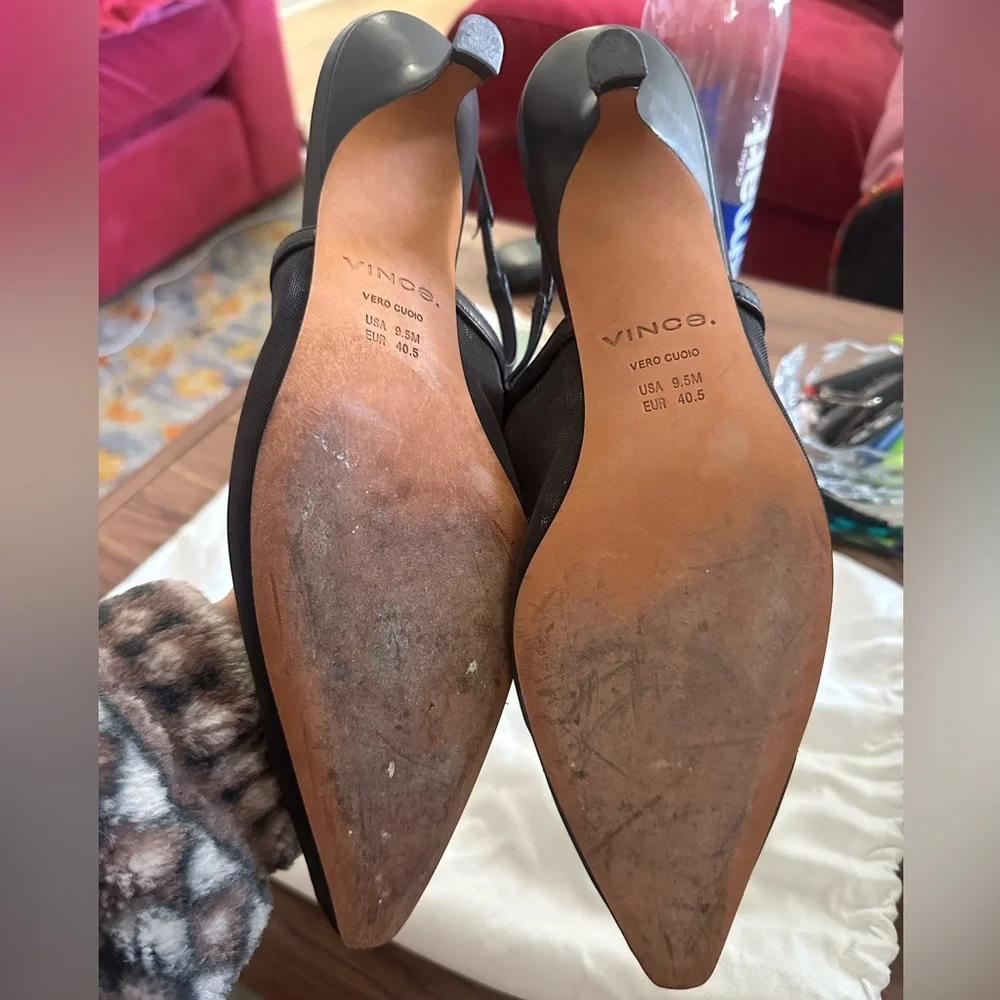 VINCE Venice Mesh Slingback Pointed Toe Kitten Heel Pump - Picture 3 of 3